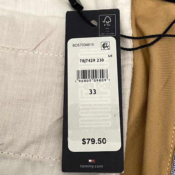 Tommy Hilfiger THFlex Men's 33W Short Pleated Front Stretch 5-Pocket Khaki NEW - Picture 8 of 10